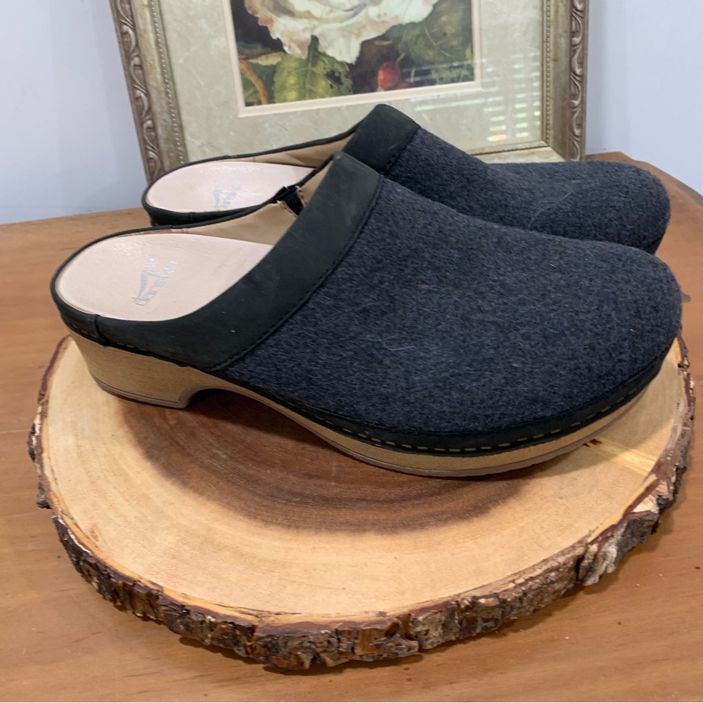 Dansko Bethann Charcoal Gray Wool‎ Blend Women’s size 41 Comfort Clogs Shoes - Picture 5 of 8